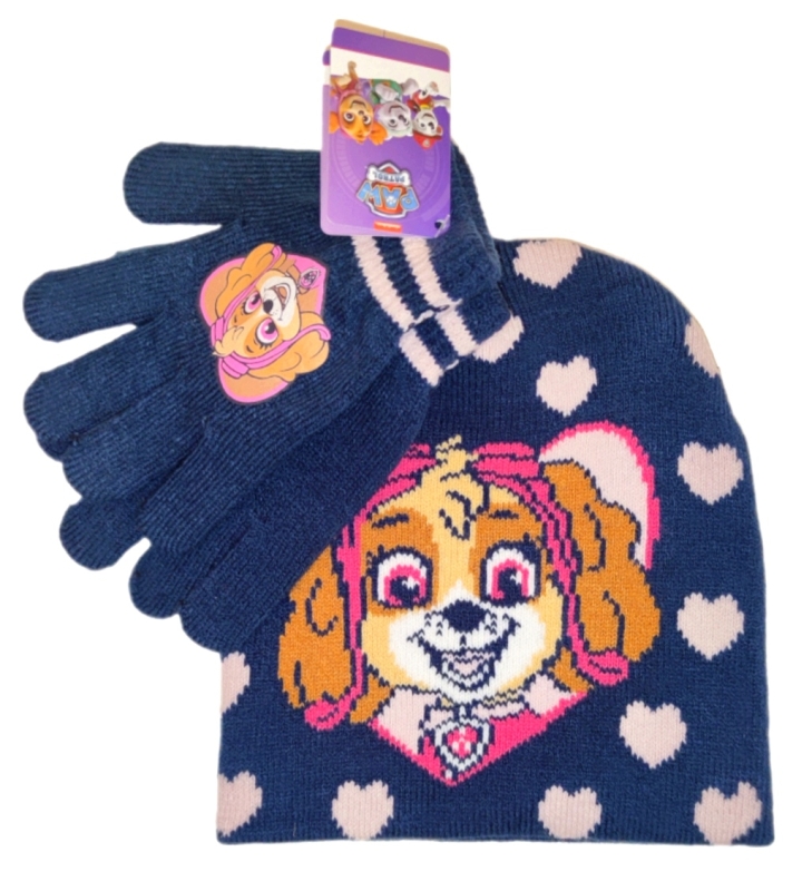 Winterset Paw mit Handschuhe und mütze in lila